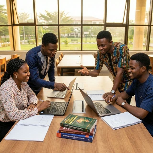 Students researching